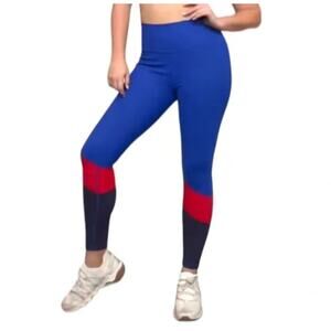 NWOT Anthropologie Wilo Women's Blue Leggings Small Activewear Ribbed Gym